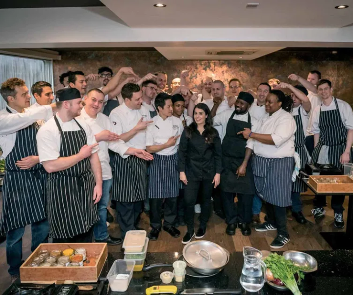 Dipna Anand with chefs