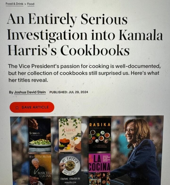 Kamala Harris Cookbooks - Esquire Screengrab