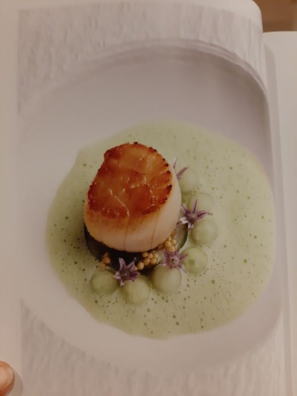 Scallop and Cucumber by Elly Wentworth at The Angel, Dartmouth