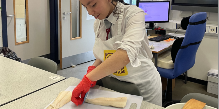 School Food Matters - student preparing fish
